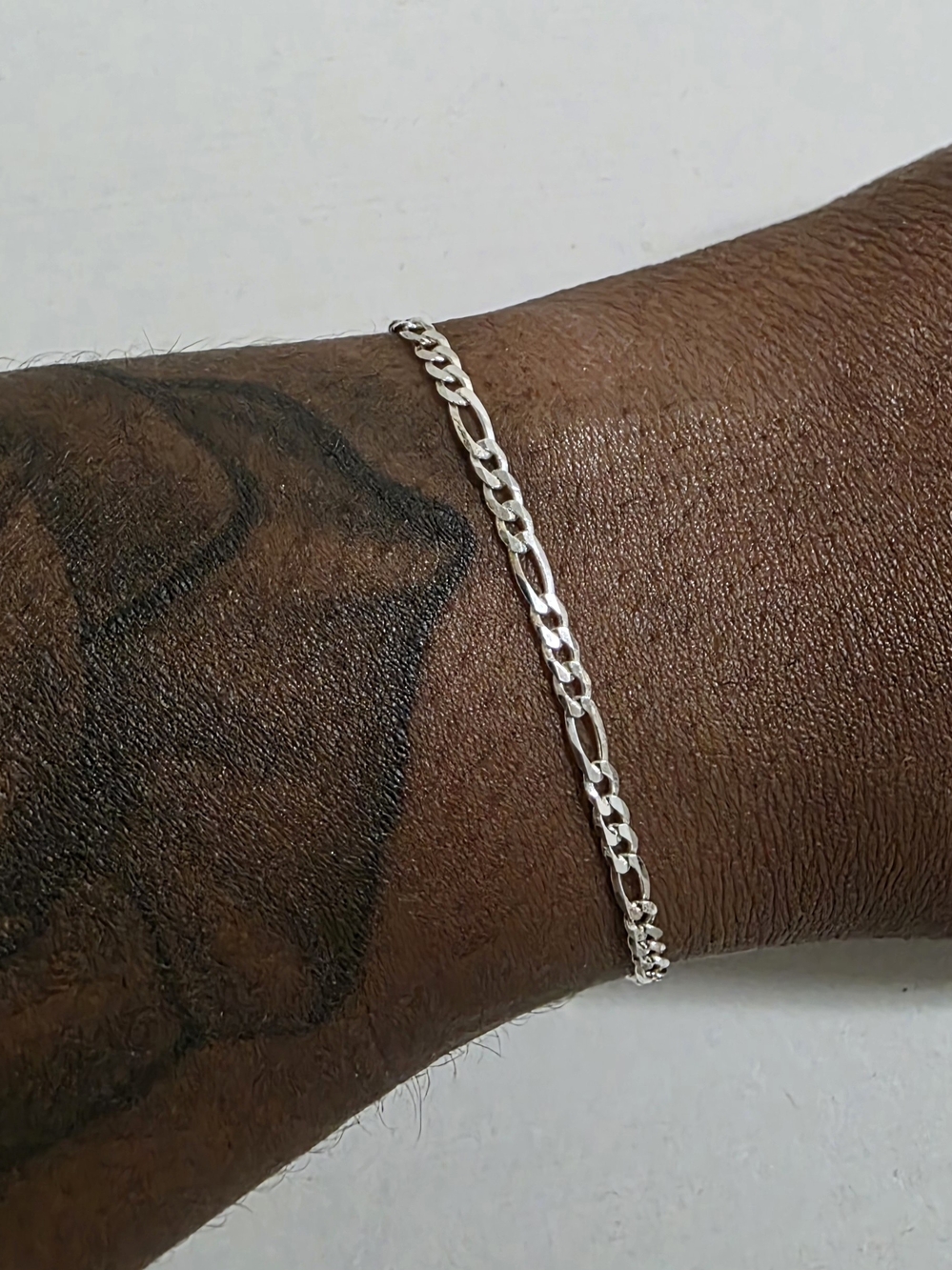 Slim Figaro-Style Silver Chain Bracelet